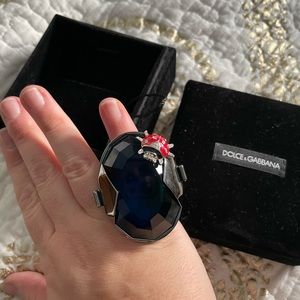 Dolce & Gabanna pinky ring deep blue with ladybug accent